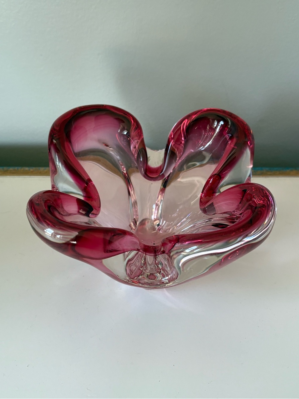Chalet Canada Handblown Pink Glass Centerpiece Bowl - Elegant Home Art